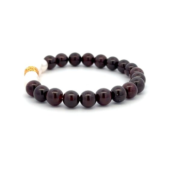 18K Gold Money Coin Ball Gemstones Birthstones Pearl Garnet 6mm - Picture 4 of 7